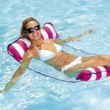 7WUNDERBAR Aufblasbarer Wasserhängematte Luftmatratze Hängematte Matratzen Klappbare Pool schwimmende Bett Wasser Sofa Pool Lounge Badematratze Schwebebett für Erwachsene (Rosa)