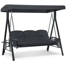 MCombo M Mcombo 3-Sitzer Hollywoodschaukel mit Liegefunktion, Outdoor wetterfest, Gartenschaukel Schaukelbank Sonnendach, (dunkgelgrau)