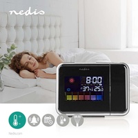 nedis WEST103BK Projektionsuhr mit Alarm, Hygrometer und Wettervorhersage