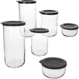 Ritzenhoff & Breker 6tlg Set Boho Vorratsdosen Anthrazit aus Glas & Kunststoff