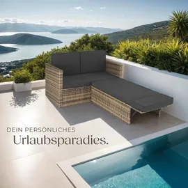Tectake Korfu Rattan Lounge 2-Sitzer beige