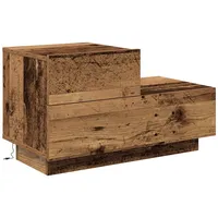 VidaXL Nachttisch mit LED-Lichtern Altholz 70 x 36 x