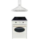 Gurari GCH E 612 Cr r Induktions Standherd + GCH C 046 WH 9 Dunstabzugshaube 90cm - Creme