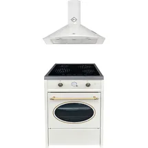 Gurari GCH E 612 Cr r Induktions Standherd + GCH C 046 WH 9 Dunstabzugshaube 90cm - Creme