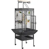 Yaheetech Vogelkäfig Vogelvoliere Vogelhaus Vogelbauer Käfig für Papageien 65,5 x 65,5 x 156 cm, Schwarz