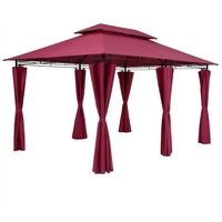 Casaria Pavillon Topas, 3x4m, UV-Schutz 50+, robust, Metall, Seitenwände rot
