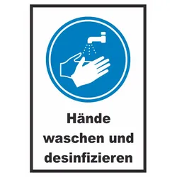 Hände waschen und desinfizieren Schild A6 (105x148mm)