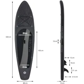 ECD Germany Aufblasbares Stand Up Paddle Board Makani Paddelboard aufblasbar Schwarz Kunststoff, Wasser/Strand/Meer, 80x15x320 cm