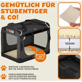 CADOCA CADOCA® Hundetransportbox faltbar Katzentransportbox Transportbox Autobox Hundebox Box versch. Größen Farbwahl, XXXL 101x70x70cm atmungsaktiv robust Transporttasche Haustiertransportbox Hundetragetasche Anthrazit