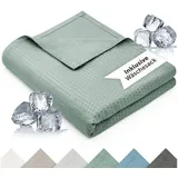 Blumtal Microfaserbettdecke Kühldecke Sommerdecke Bambus, selbstkühlende Decke, OEKO-TEX zertifizierte kühlende Decke für Sofa, Sommer & Reisen grün 150 cm x 200 cm