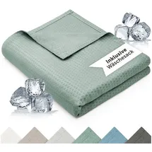 Blumtal Microfaserbettdecke Kühldecke Sommerdecke Bambus, selbstkühlende Decke, OEKO-TEX zertifizierte kühlende Decke für Sofa, Sommer & Reisen grün 150 cm x 200 cm