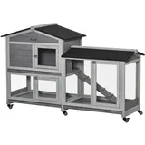 PawHut Kleintierstall mit Rollen Asphaltdach Stahl Grau 157,4 x 53 x 99,5 cm