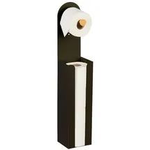 Relaxdays Toilettenpapierhalter freistehend, HxBxT: ca. 66x12x11cm, Eisen & Bambus, Klopapieraufbewahrung, schwarz/natur