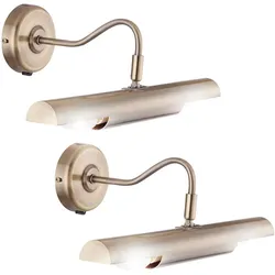 2er Set Wandlampe LED Bilderleuchte Wandhalterung Landhaus Stil Alt Messing Wandleuchte Wandstrahler