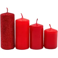 Dekohelden24 Gestufte Stumpenkerzen H 5-10 cm Ø 4 cm 280 g rot