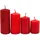 Dekohelden24 Gestufte Stumpenkerzen H 5-10 cm Ø 4 cm 280 g rot