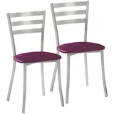 ASTIMESA SCRRBJ Zwei Küchenstühle, Metall, Aubergine, Sitzhöhe 45 cm