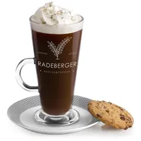 Maverton Latte Macchiato Glas 360 ml mit Gravur - Café Glas mit Griff - Kaffee Zubehör – personalisiertes Kaffeeglas für Paar - zur Hochzeit – zum Hochzeitsjubiläum - zum Einzug - Blätter