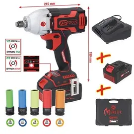 KS Tools Akku-Schlagschrauber eMONSTER 1/2" inkl. 2 x 4,0 Ah + Transportkoffer