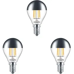 Philips - 3-pack Leuchtmittel LED 4W Filament Oben Gespiegelt Krone (397lm) E14 - cm - 8.2 cm