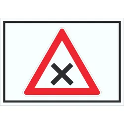 Schild Achtung Kreuzung Vorfahrt rechts Symbol A4 (210x297mm)