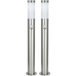 2er Set Außen Leuchte Edelstahl Steh Lampe IP44 Beleuchtung Licht inklusive LED