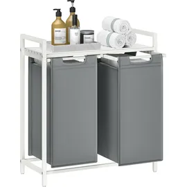 VASAGLE Wäschekorb 2 Fächer, mit Ablage, 73 x 33 x 72 cm