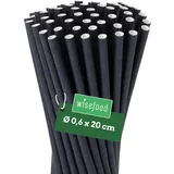 Wisefood® Strohhalme Papier [20 cm Ø 6] Party Deko [Schwarz] alternative Strohhalme Plastik-frei für Geburtstag Hochzeit DIY [4000 Stk] für Cocktail Getränke Cola Energy Drink Wasser Limo BIO