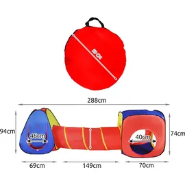Kruzzel Kinderspielzelt mit Tunnel Spielhaus für Baby und Kleinkinder 3 Teile Spiele Indoor Outdoor 23871