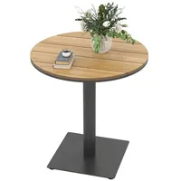 Outsunny Gartentisch Ø70 cm, Wetterfest Rund Balkontisch mit Lamelldesign,