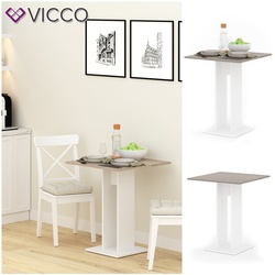 VICCO Esstisch EWERT Küchentisch Esszimmer Säulentisch weiß Sonoma Eiche 65×65