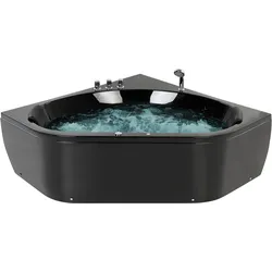 Whirlpool Badewanne schwarz Eckmodell mit LED 140 x 140 cm MEVES