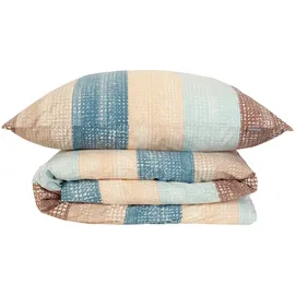 SCHIESSER Emilia Gestreift Petrol 155 x 220 cm + 80 x 80 cm