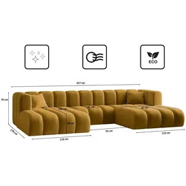 kaiser möbel Ecksofa, U-from, Sofa Grand modular stoff Salvador Gelb - Gelb