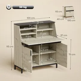Homcom Sekretär-Schreibtisch mit Regalen und Schrankfach 100 cm Naturholz | Gr.: onesize