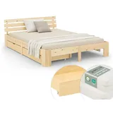 Homestyle4u Holzbett 180x200 mit Matratze & Schubladen – Doppelbett Jugendbett Homestyle4u