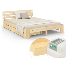 Homestyle4u Holzbett 180x200 mit Matratze & Schubladen – Doppelbett Jugendbett Homestyle4u