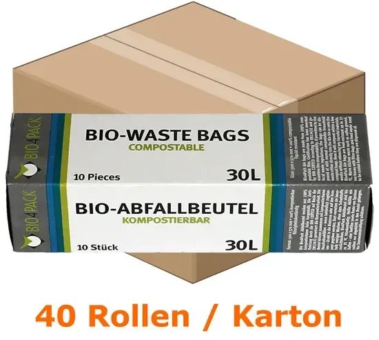 Bio Müllbeutel Bio4Pack, kompostierbar 30 L Karton 40 x 10 Stück Karton, Stärke: ca. 15 my, 500x570 mm