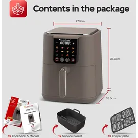 TURBO TRONIC TurboTronic Heißluftfritteuse XL grau