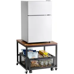 VEVOR Kühlschrankständer Kühlschranktisch Organzier Rollbar 90kg Hellbraun