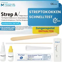 Medicinadellavoro.com – Streptokokken-Schnelltest, Kinder und Erwachsene, Rachen-Streptokokken-Test Nachweis von Streptokokken Gruppe A, Nützlich bei Fieber, Halsschmerzen, Ergebnis 10 Min, 1 Test