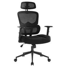 IWMH Bürostuhl Ergonomischer Schreibtischstuhl Mesh Computerstuhl, Höhenverstellbarer Drehstuhl mit Verstellbarer Kopfstütze Armlehnen, Lendenwirbelstütze, Wippfunktion Chefsessel aus Drehstuhl gegen Rückenschmerzen 180kg
