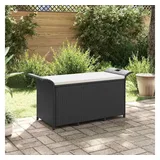 furnicato Gartenbank Schwarz 116x46x57 cm mit Stauraum und Cremeweißem Kissen (1-St) schwarz 116 cm x 57 cm