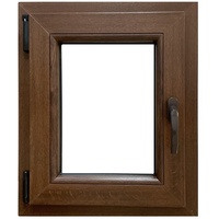 ECOPROF Kellerfenster | Langlebiges Kunststoff-Fenster | Maße 60x50 cm (600x500 mm) | Dreh-Kipp Fenster DIN Links | Farbe: Nussbaum (beidenseitig) | 70mm Profil