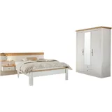 OTTO home Schlafzimmer-Set OTTO HOME "Westminster", weiß, B/H: 140cm x 200cm, Schlafzimmermöbel-Sets, beinhaltet 1 Bett, Kleiderschrank 3-türig und 1 Wandpaneel