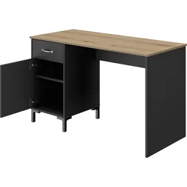 Gami Schreibtisch GAMI "Manchester", schwarz (schwarz, eiche), B:120cm H:72,6cm T:55cm, Tische, Schreibtisch, mit Stauraum