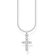 Thomas Sabo Damen Halskette Kreuz pavé silber 925 Sterlingsilber, 38-45 cm Länge