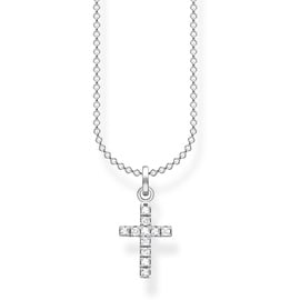 Thomas Sabo Damen Halskette Kreuz pavé silber 925 Sterlingsilber, 38-45 cm Länge