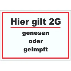 Hier gilt 2G Hinweis Aufkleber mit Text A8 (52x74mm)
