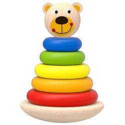 Tooky Toy Stapelturm TKF004 Bär bunte Stapelpyramide lustiger Stapelspaß gelb
